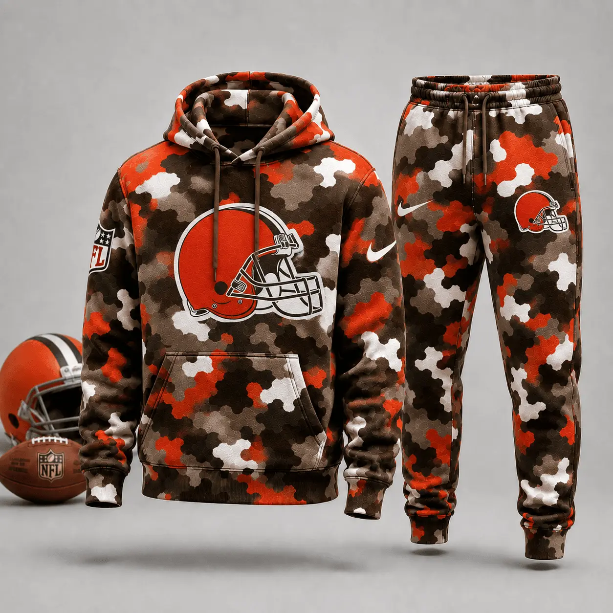 Cleveland Browns | Premium NFL Game Day Camo Hoodie & Jogger Set NY