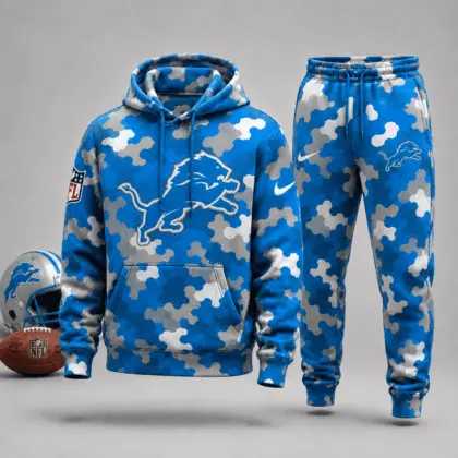 Detroit Lions | Premium NFL Game Day Camo Hoodie & Jogger Set NY