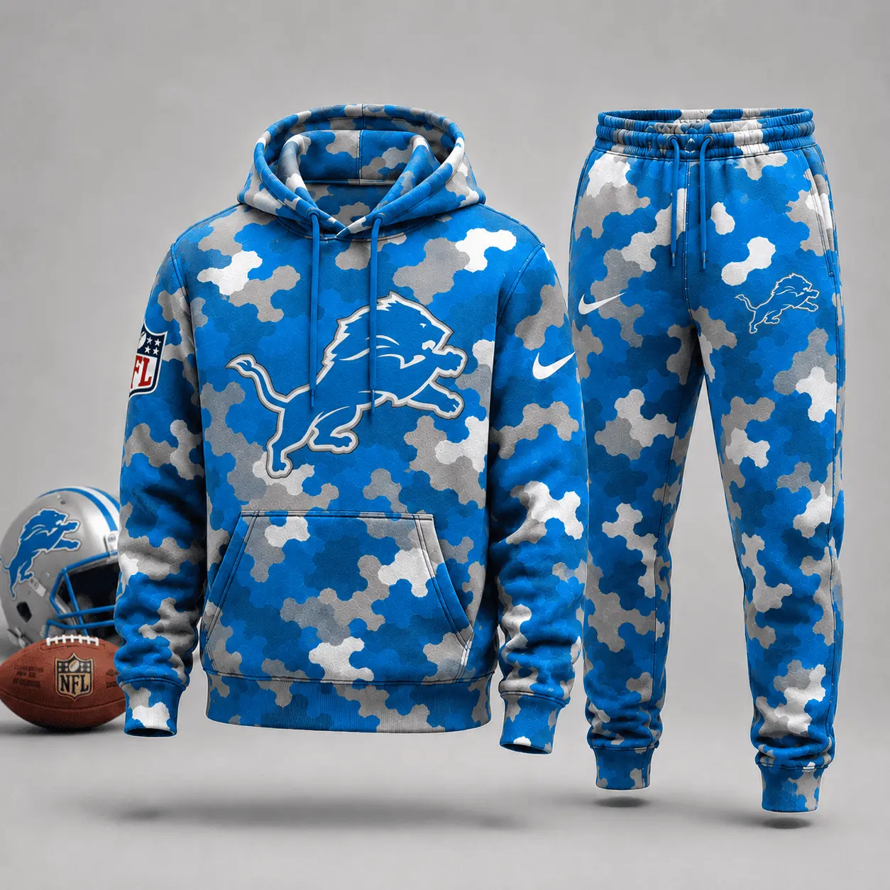 Detroit Lions | Premium NFL Game Day Camo Hoodie & Jogger Set NY
