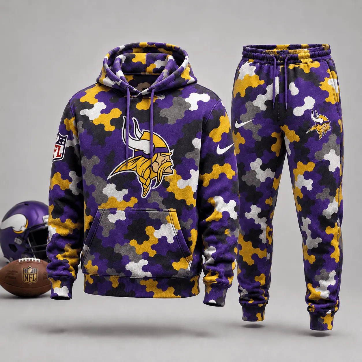 Minnesota Vikings | Premium NFL Game Day Camo Hoodie & Jogger Set NY
