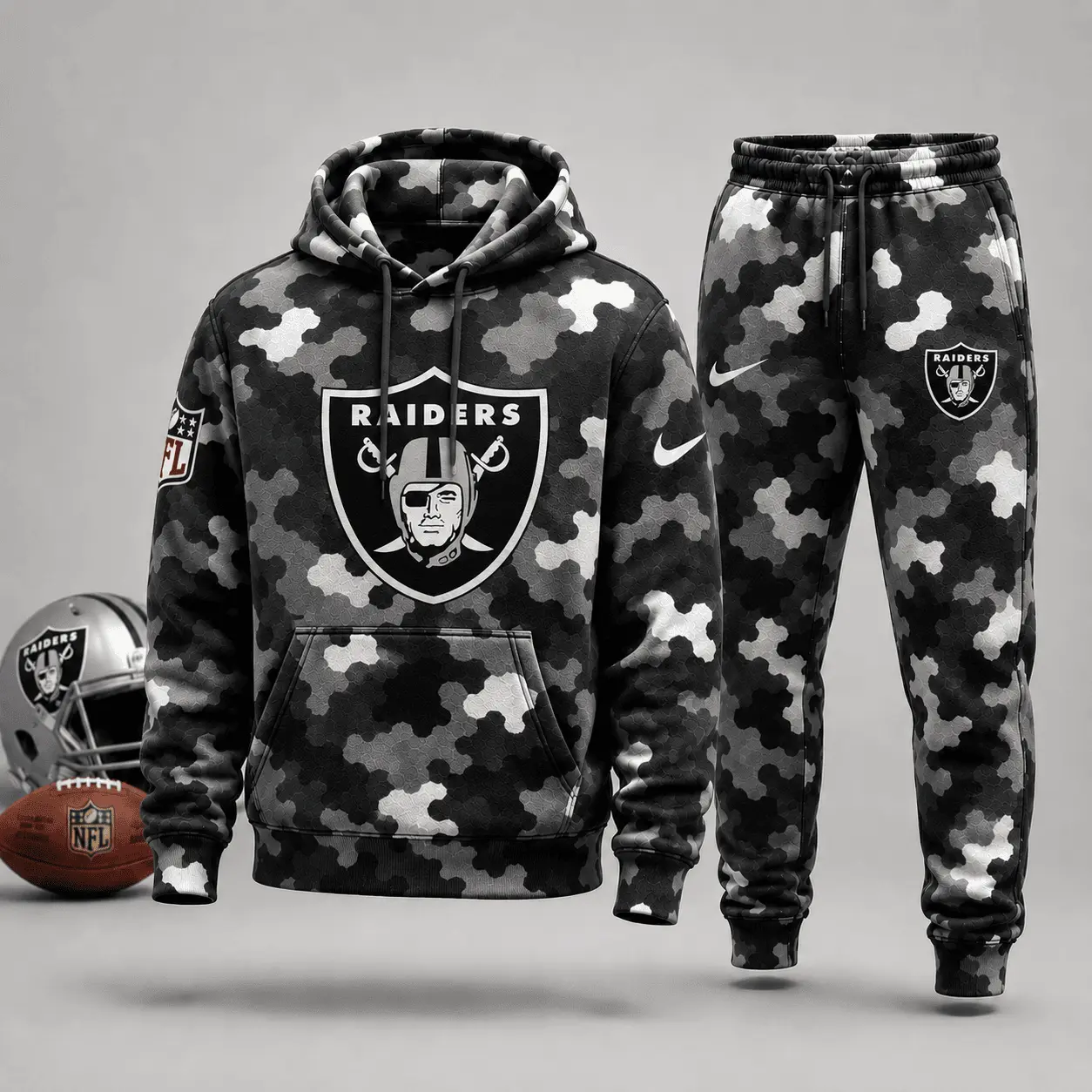 Las Vegas Raiders | Premium NFL Game Day Camo Hoodie & Jogger Set NY