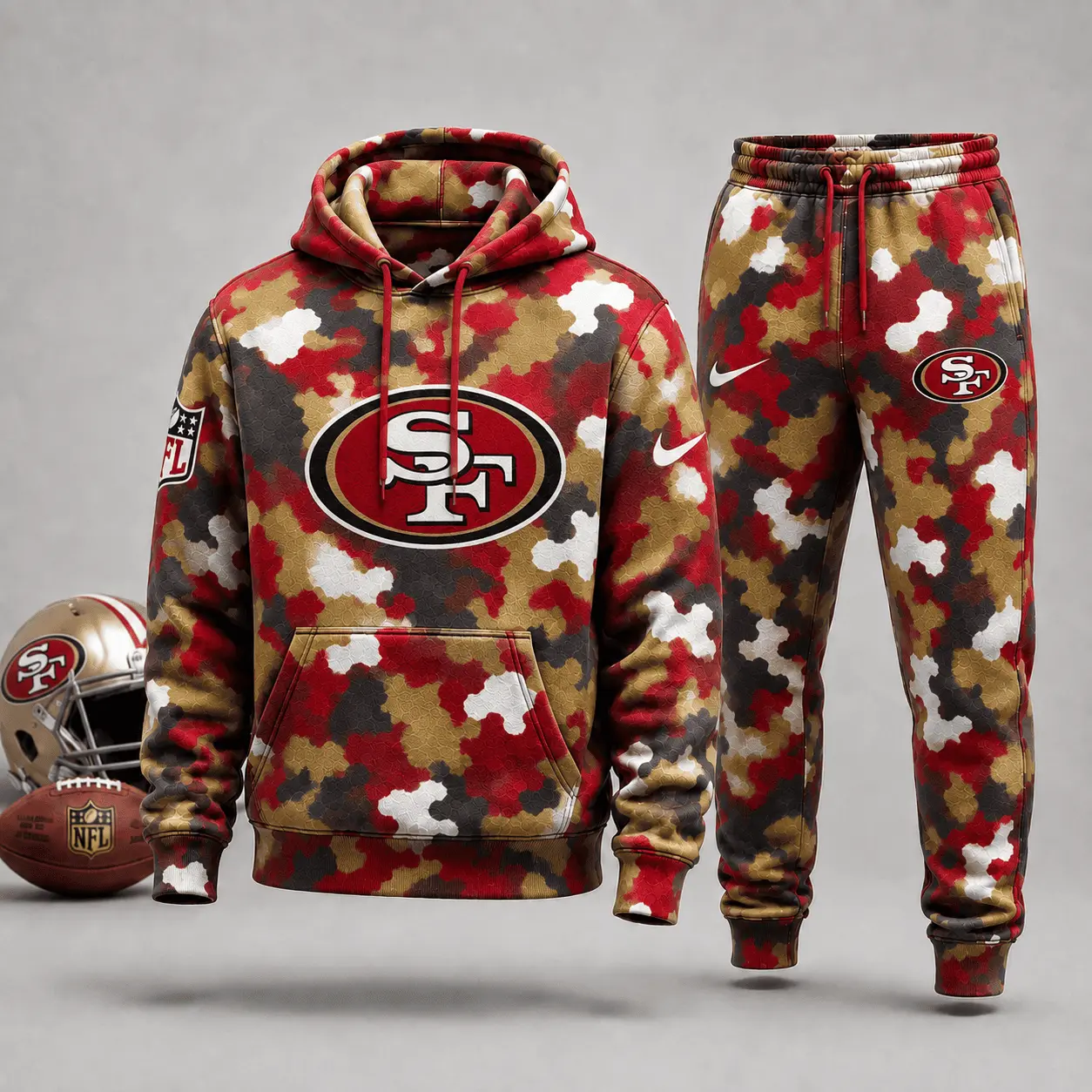 San Francisco 49ers | Premium NFL Game Day Camo Hoodie & Jogger Set NY