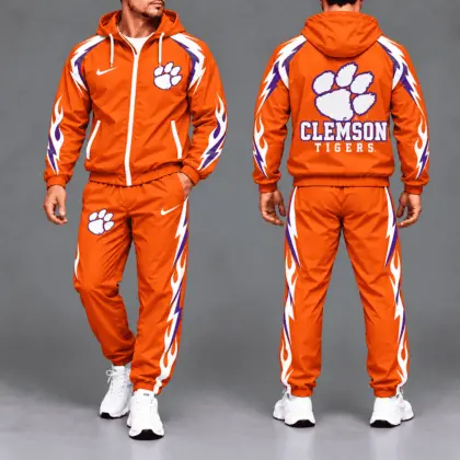 Clemson Tigers | Premium NCAA Elevate Performance Full-Zip Hooded Jacket & Jogger Pants Set NTH1