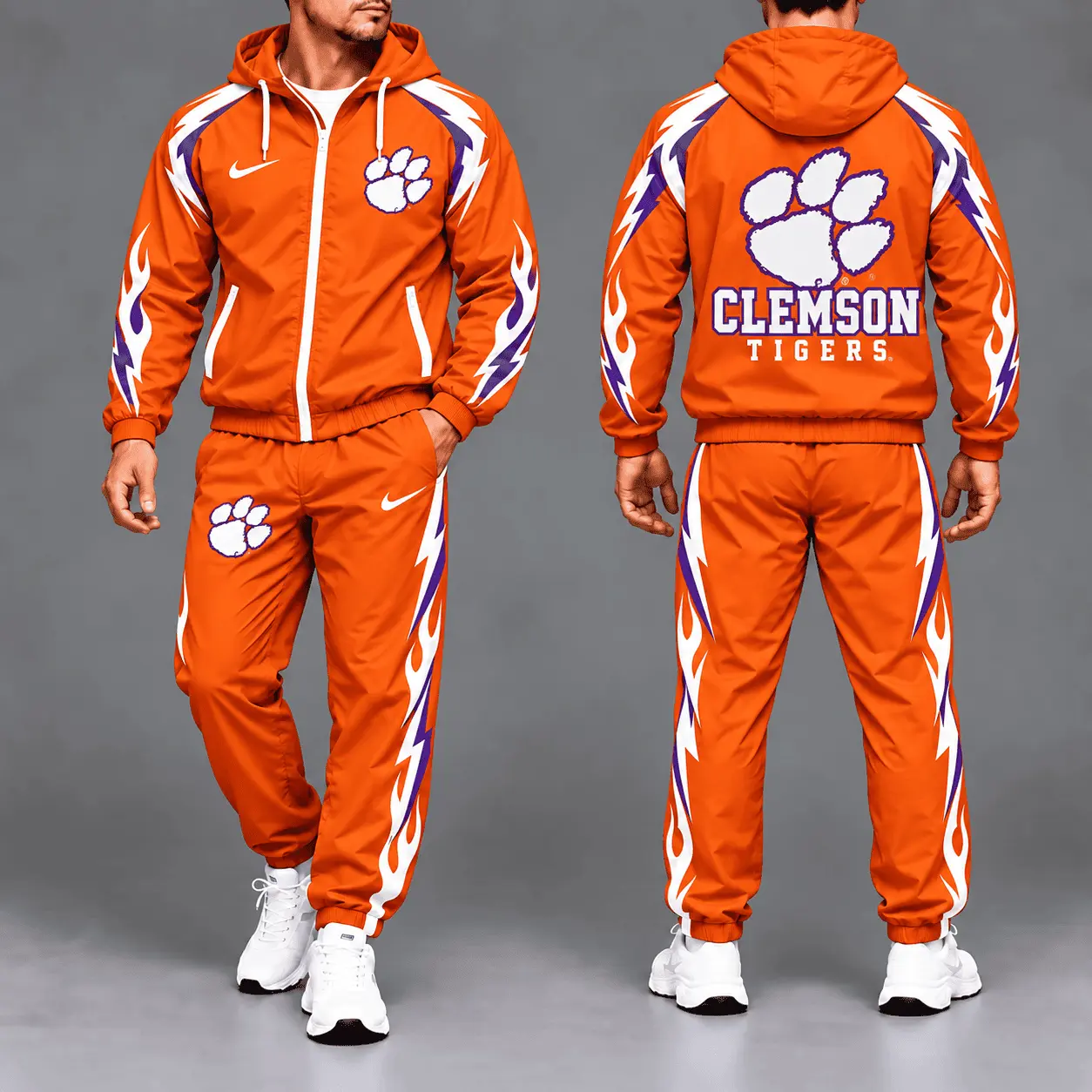 Clemson Tigers | Premium NCAA Elevate Performance Full-Zip Hooded Jacket & Jogger Pants Set NTH1