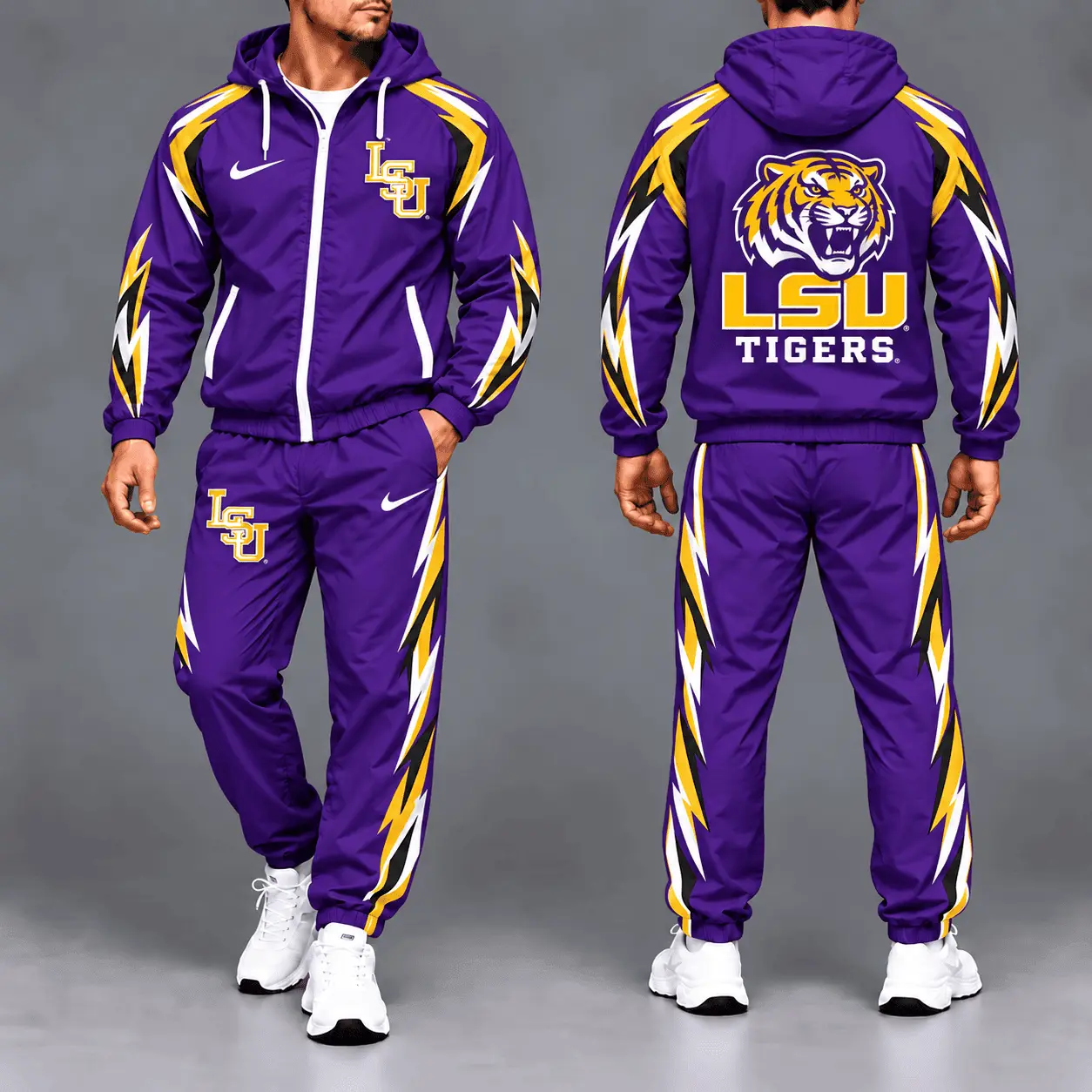 Lsu Tigers | Premium NCAA Elevate Performance Full-Zip Hooded Jacket & Jogger Pants Set NTH1