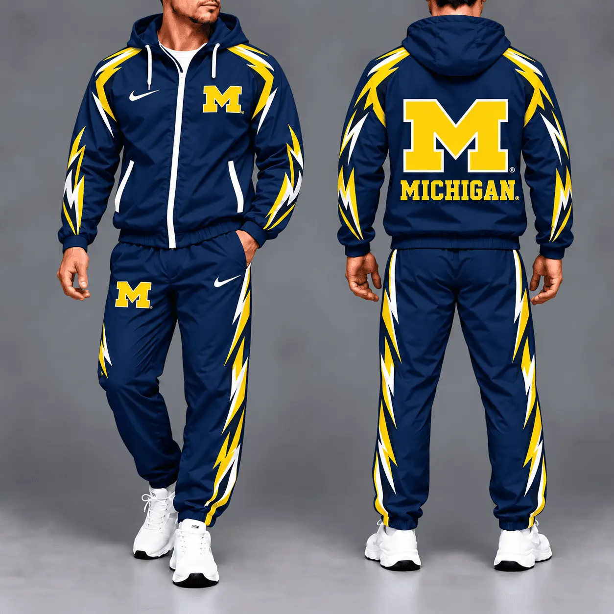Michigan Wolverines | Premium NCAA Elevate Performance Full-Zip Hooded Jacket & Jogger Pants Set NTH1