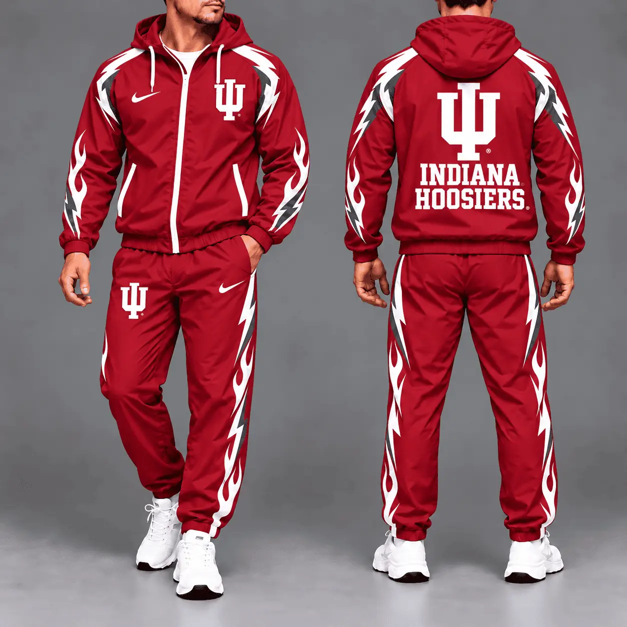 Indiana Hoosiers | Premium NCAA Elevate Performance Full-Zip Hooded Jacket & Jogger Pants Set NTH1