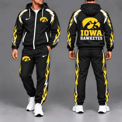 Iowa Hawkeyes | Premium NCAA Elevate Performance Full-Zip Hooded Jacket & Jogger Pants Set NTH1