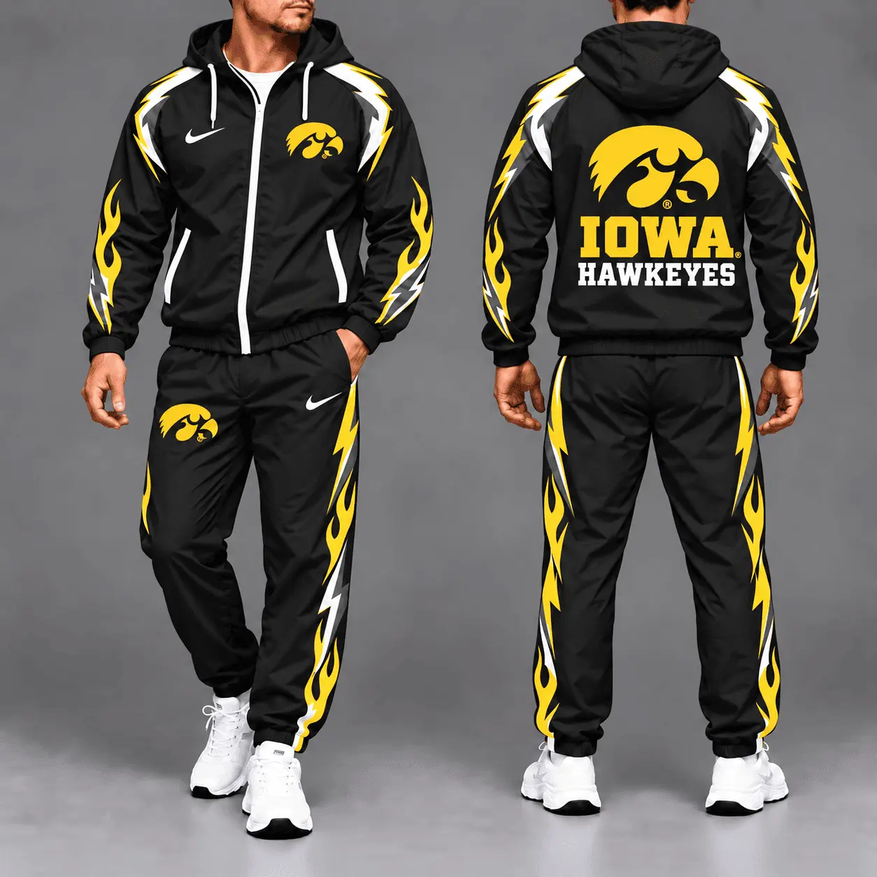 Iowa Hawkeyes | Premium NCAA Elevate Performance Full-Zip Hooded Jacket & Jogger Pants Set NTH1