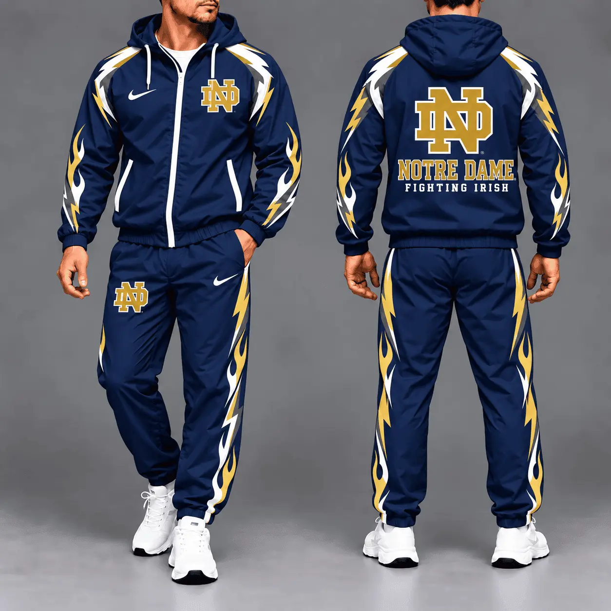 Notre Dame Fighting Irish | Premium NCAA Elevate Performance Full-Zip Hooded Jacket & Jogger Pants Set NTH1