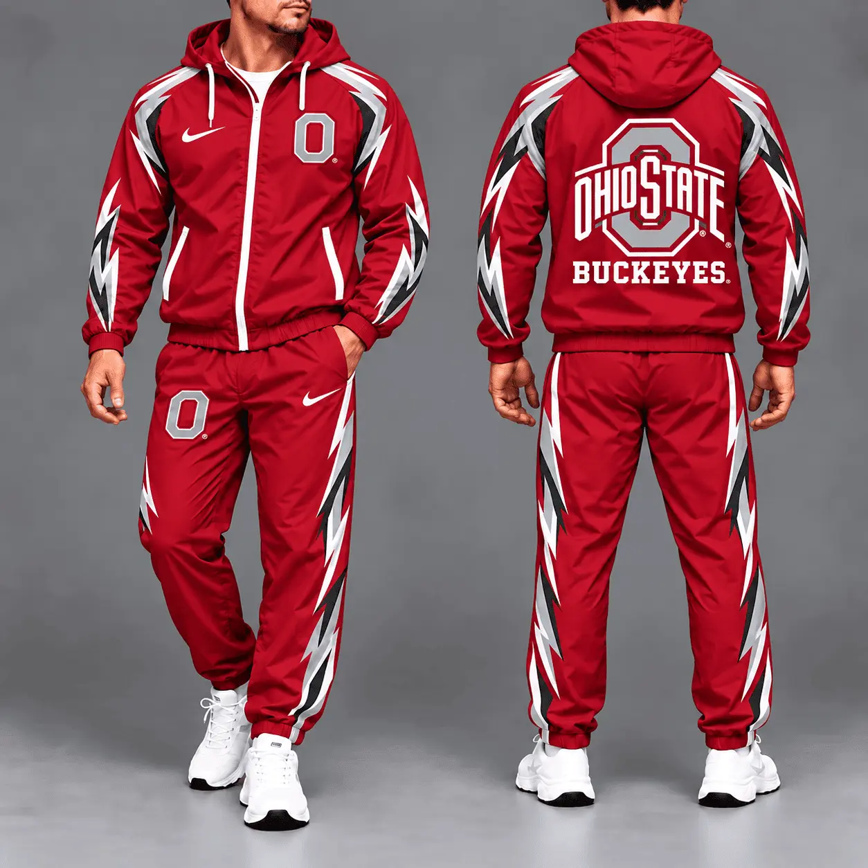 Ohio State Buckeyes | Premium NCAA Elevate Performance Full-Zip Hooded Jacket & Jogger Pants Set NTH1