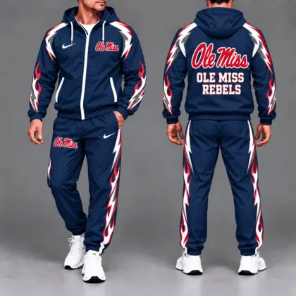 Ole Miss Rebels | Premium NCAA Elevate Performance Full-Zip Hooded Jacket & Jogger Pants Set NTH1