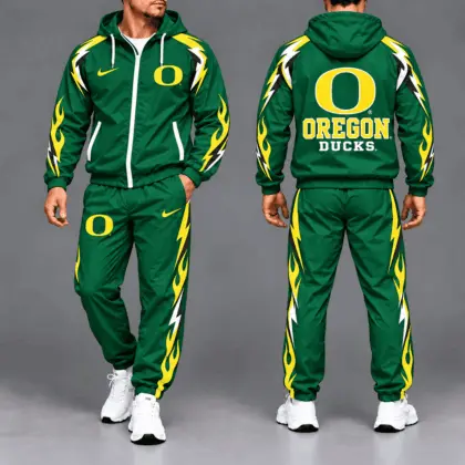 Oregon Ducks | Premium NCAA Elevate Performance Full-Zip Hooded Jacket & Jogger Pants Set NTH1