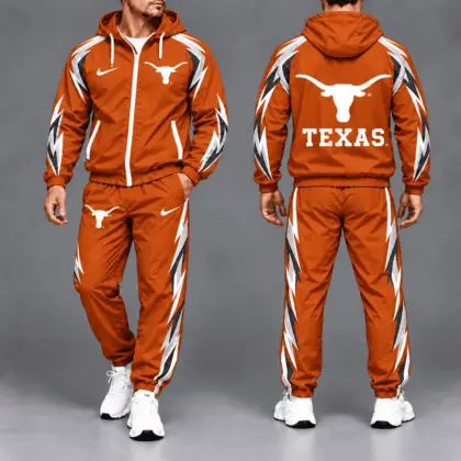 Texas Longhorns | Premium NCAA Elevate Performance Full-Zip Hooded Jacket & Jogger Pants Set NTH1