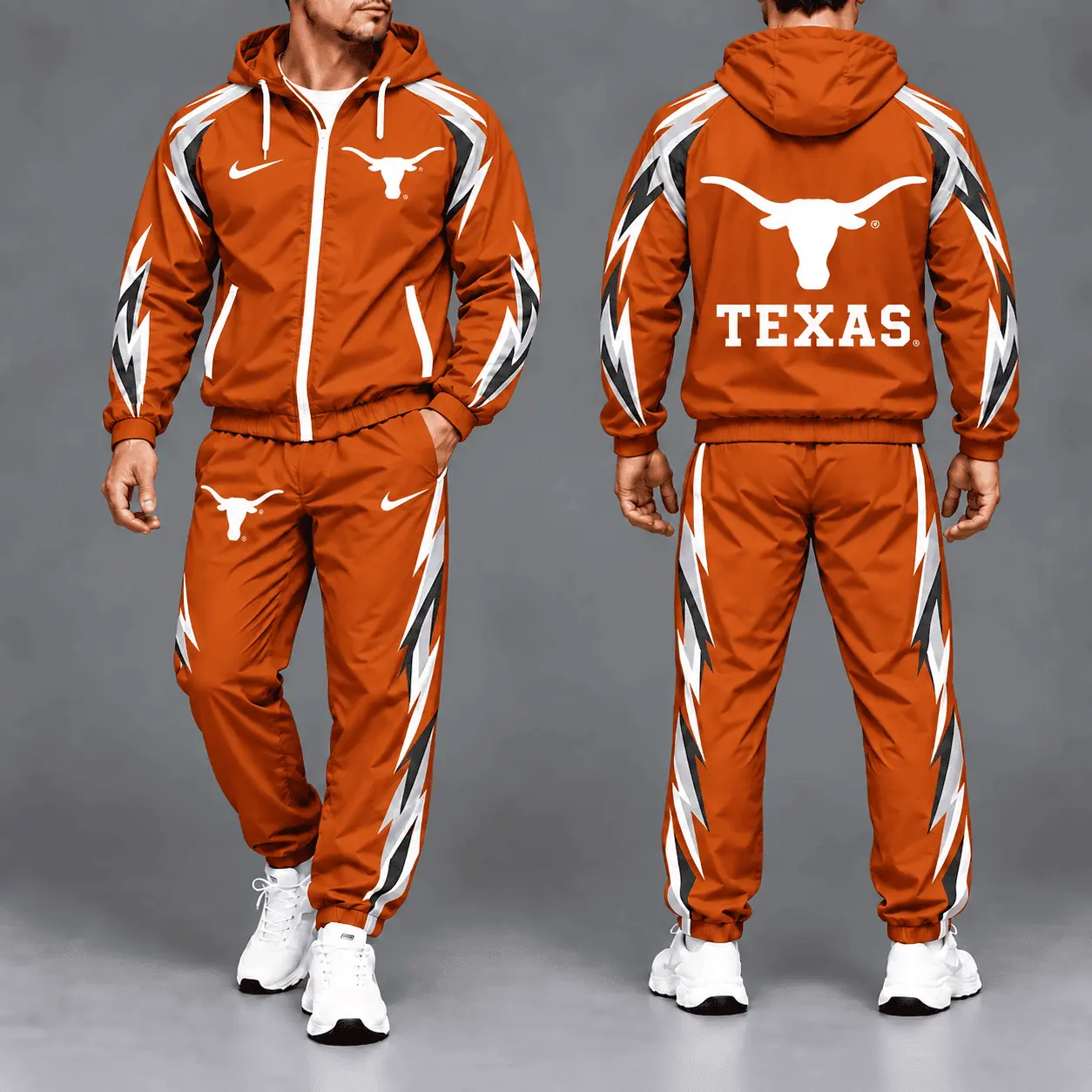 Texas Longhorns | Premium NCAA Elevate Performance Full-Zip Hooded Jacket & Jogger Pants Set NTH1