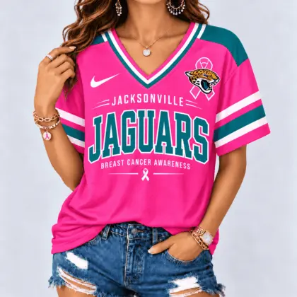 Jacksonville Jaguars | Premium NFL Pink Breast Cancer Awareness V-neck Shirt NY
