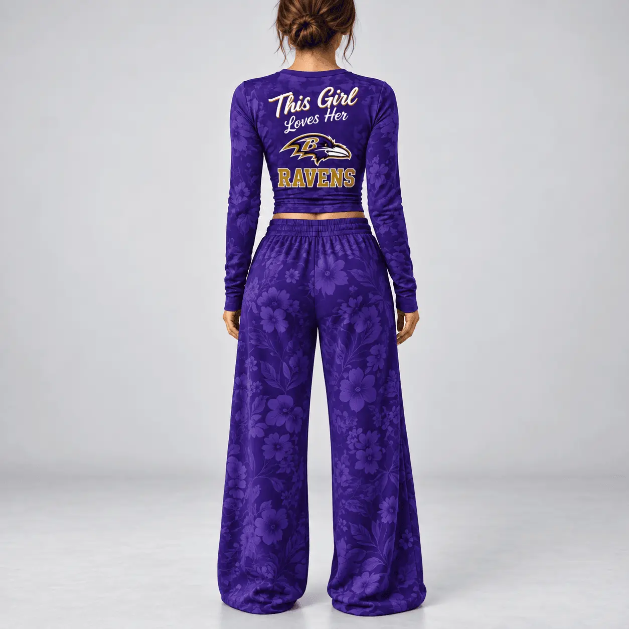 Baltimore Ravens | Premium NFL Game Day Bloom Long Sleeve Shirt & Pants Set TD - Image 3