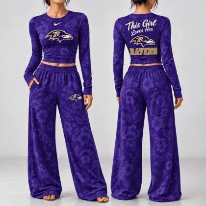 Baltimore Ravens | Premium NFL Game Day Bloom Long Sleeve Shirt & Pants Set TD