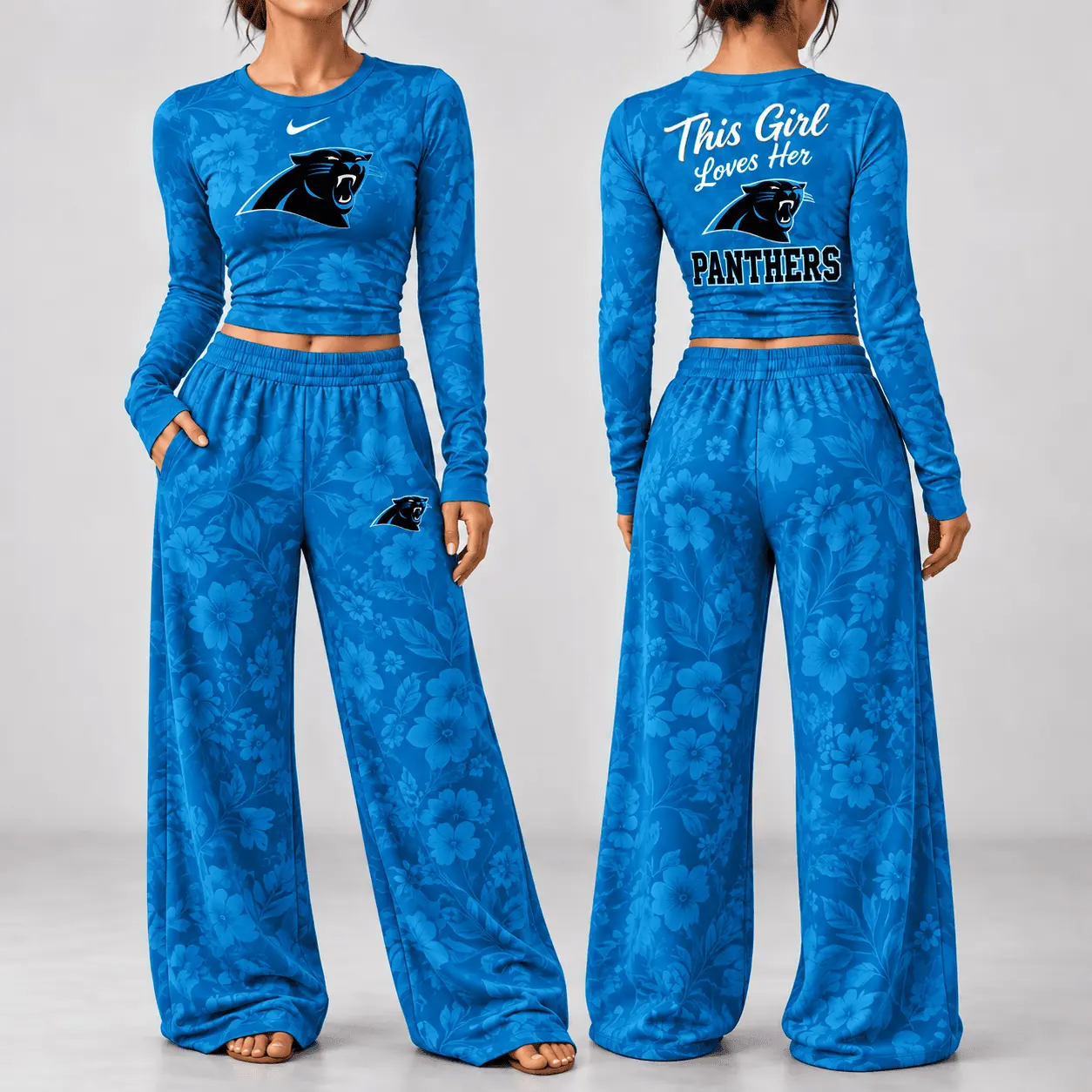 Carolina Panthers | Premium NFL Game Day Bloom Long Sleeve Shirt & Pants Set TD