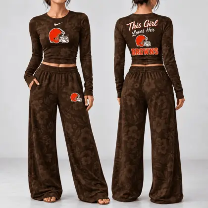Cleveland Browns | Premium NFL Game Day Bloom Long Sleeve Shirt & Pants Set TD