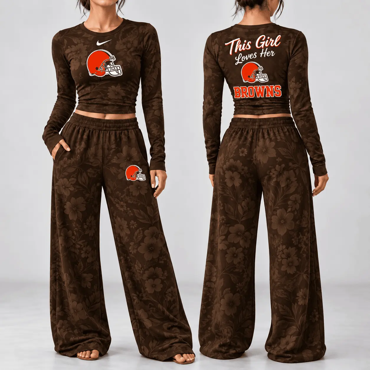 Cleveland Browns | Premium NFL Game Day Bloom Long Sleeve Shirt & Pants Set TD
