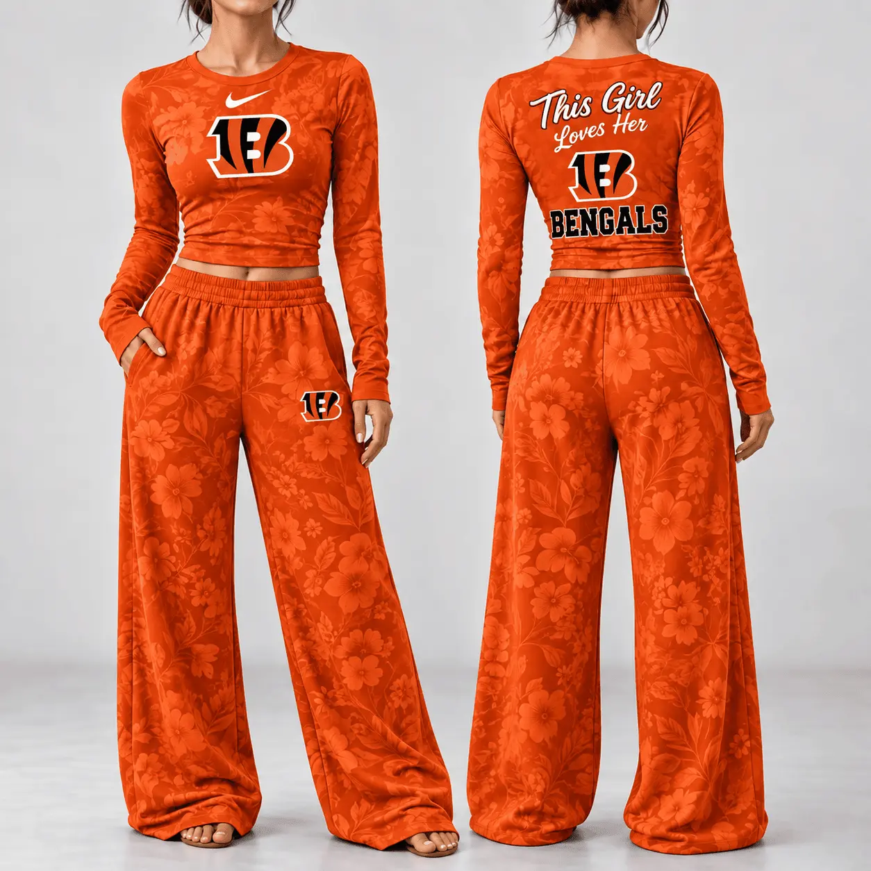 Cincinnati Bengals | Premium NFL Game Day Bloom Long Sleeve Shirt & Pants Set TD