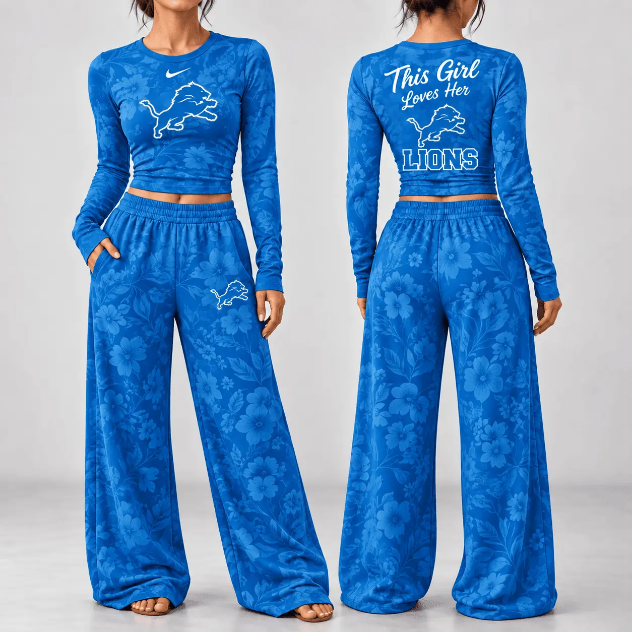 Detroit Lions | Premium NFL Game Day Bloom Long Sleeve Shirt & Pants Set TD
