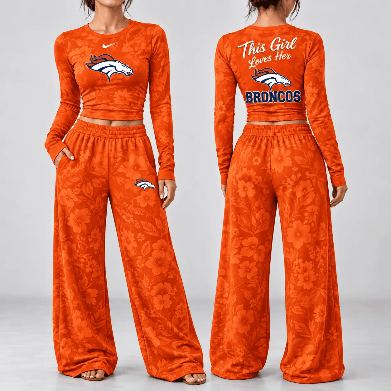 Denver Broncos | Premium NFL Game Day Bloom Long Sleeve Shirt & Pants Set TD