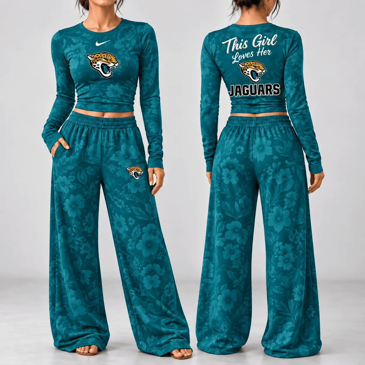 Jacksonville Jaguars | Premium NFL Game Day Bloom Long Sleeve Shirt & Pants Set TD