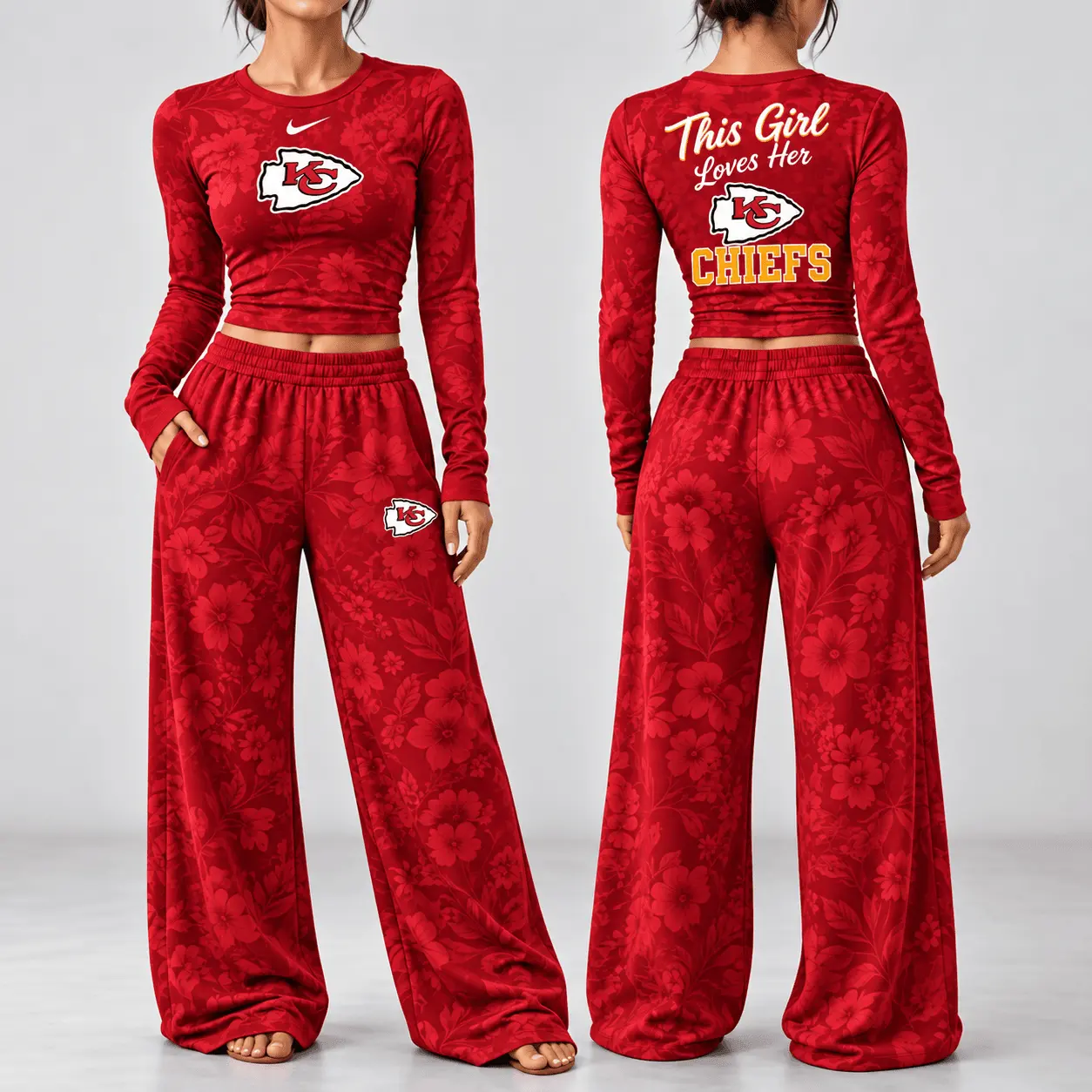 Kansas City Chiefs | Premium NFL Game Day Bloom Long Sleeve Shirt & Pants Set TD