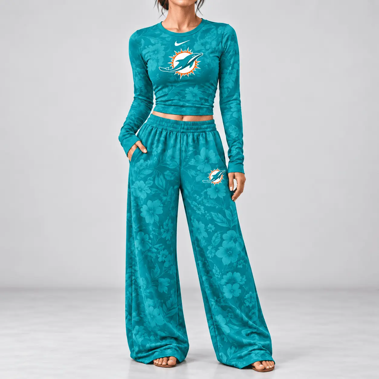 Miami Dolphins | Premium NFL Game Day Bloom Long Sleeve Shirt & Pants Set TD - Image 2