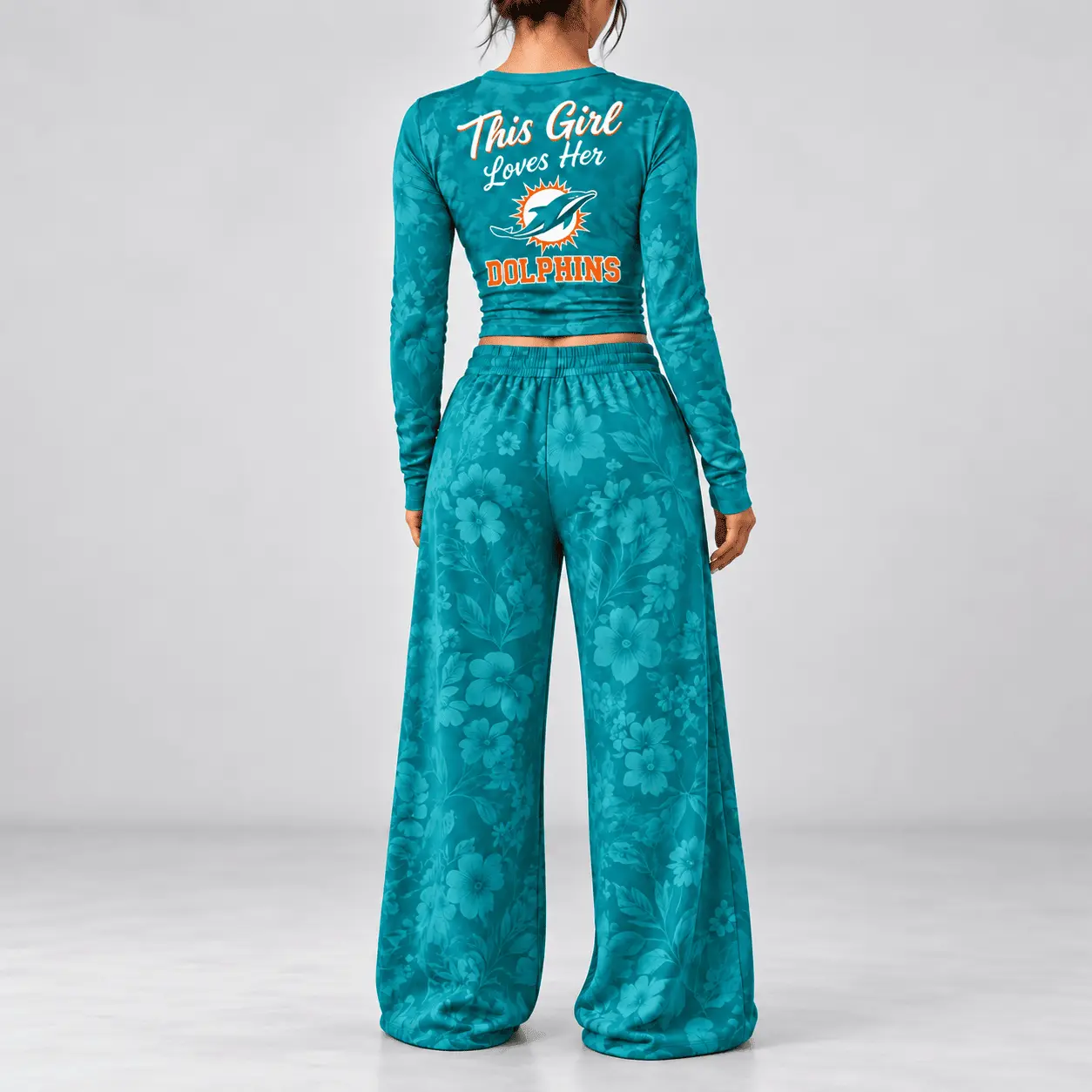 Miami Dolphins | Premium NFL Game Day Bloom Long Sleeve Shirt & Pants Set TD - Image 3