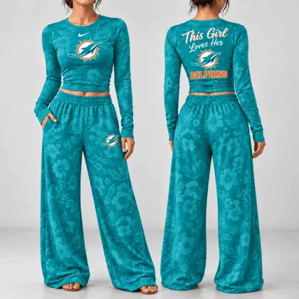 Miami Dolphins | Premium NFL Game Day Bloom Long Sleeve Shirt & Pants Set TD