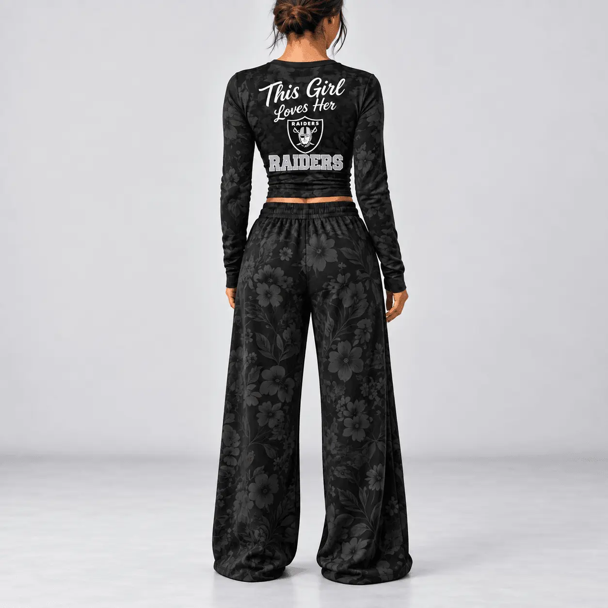 Las Vegas Raiders | Premium NFL Game Day Bloom Long Sleeve Shirt & Pants Set TD - Image 3