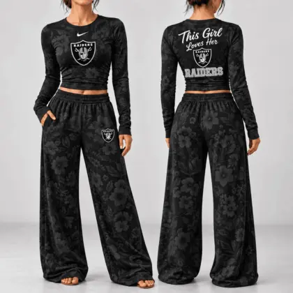 Las Vegas Raiders | Premium NFL Game Day Bloom Long Sleeve Shirt & Pants Set TD