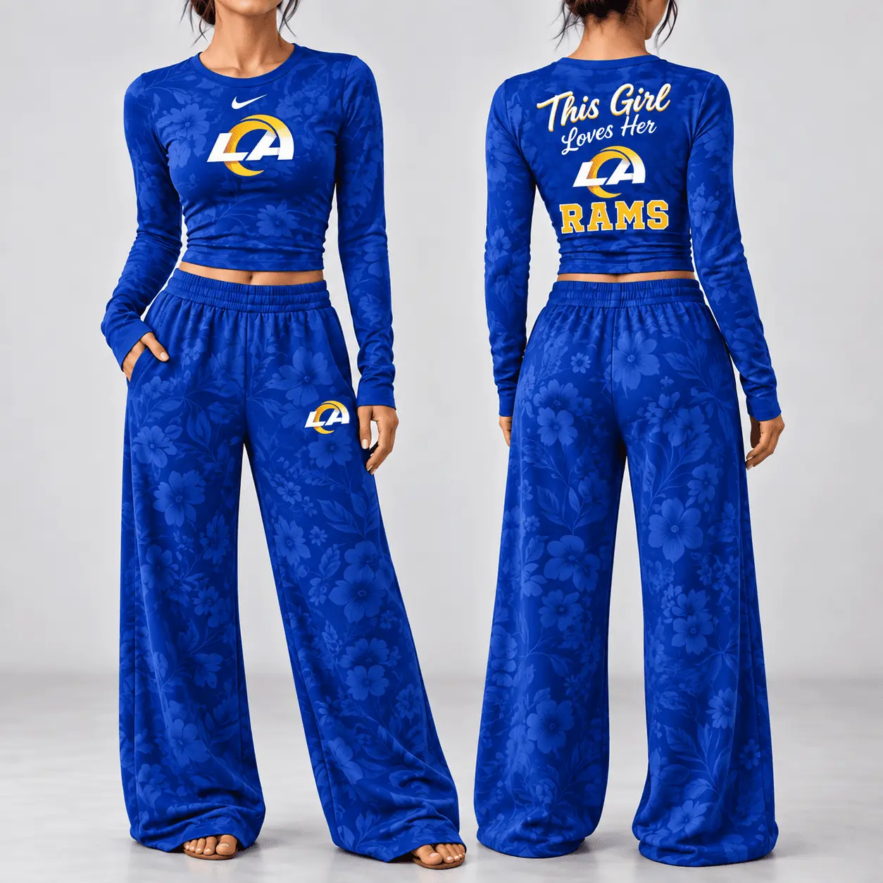 Los Angeles Rams | Premium NFL Game Day Bloom Long Sleeve Shirt & Pants Set TD