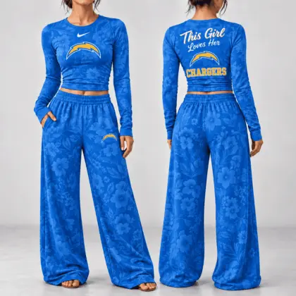 Los Angeles Chargers | Premium NFL Game Day Bloom Long Sleeve Shirt & Pants Set TD