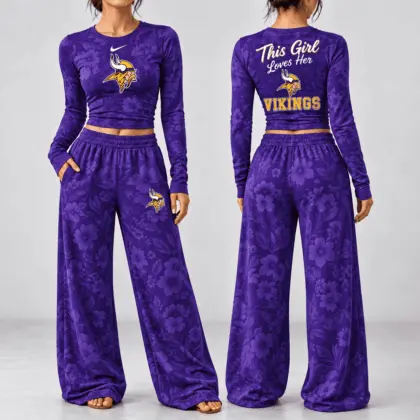 Minnesota Vikings | Premium NFL Game Day Bloom Long Sleeve Shirt & Pants Set TD