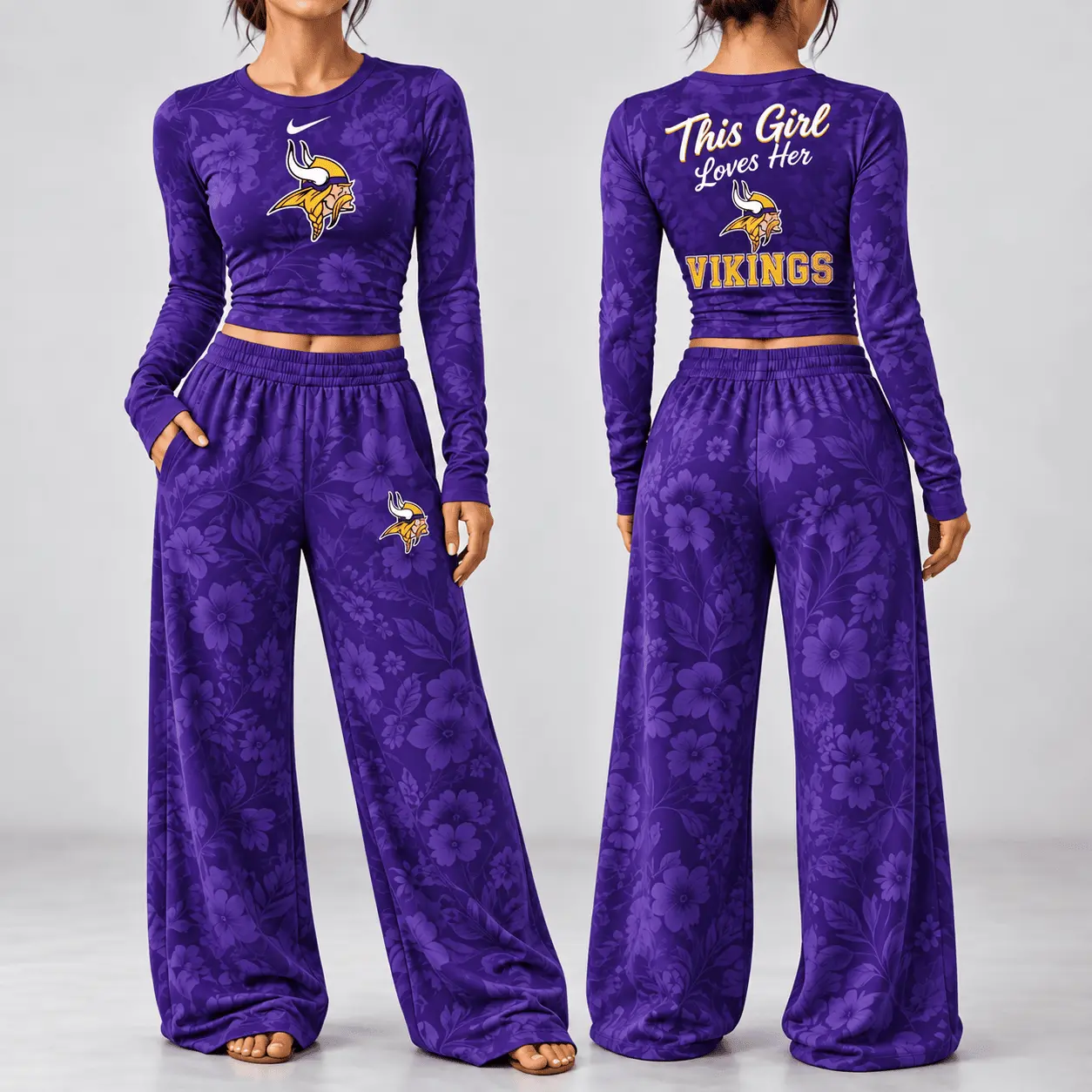 Minnesota Vikings | Premium NFL Game Day Bloom Long Sleeve Shirt & Pants Set TD