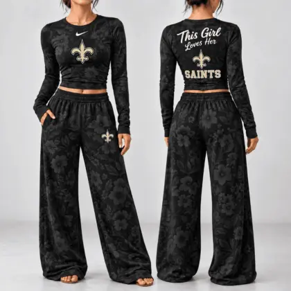 New Orleans Saints | Premium NFL Game Day Bloom Long Sleeve Shirt & Pants Set TD