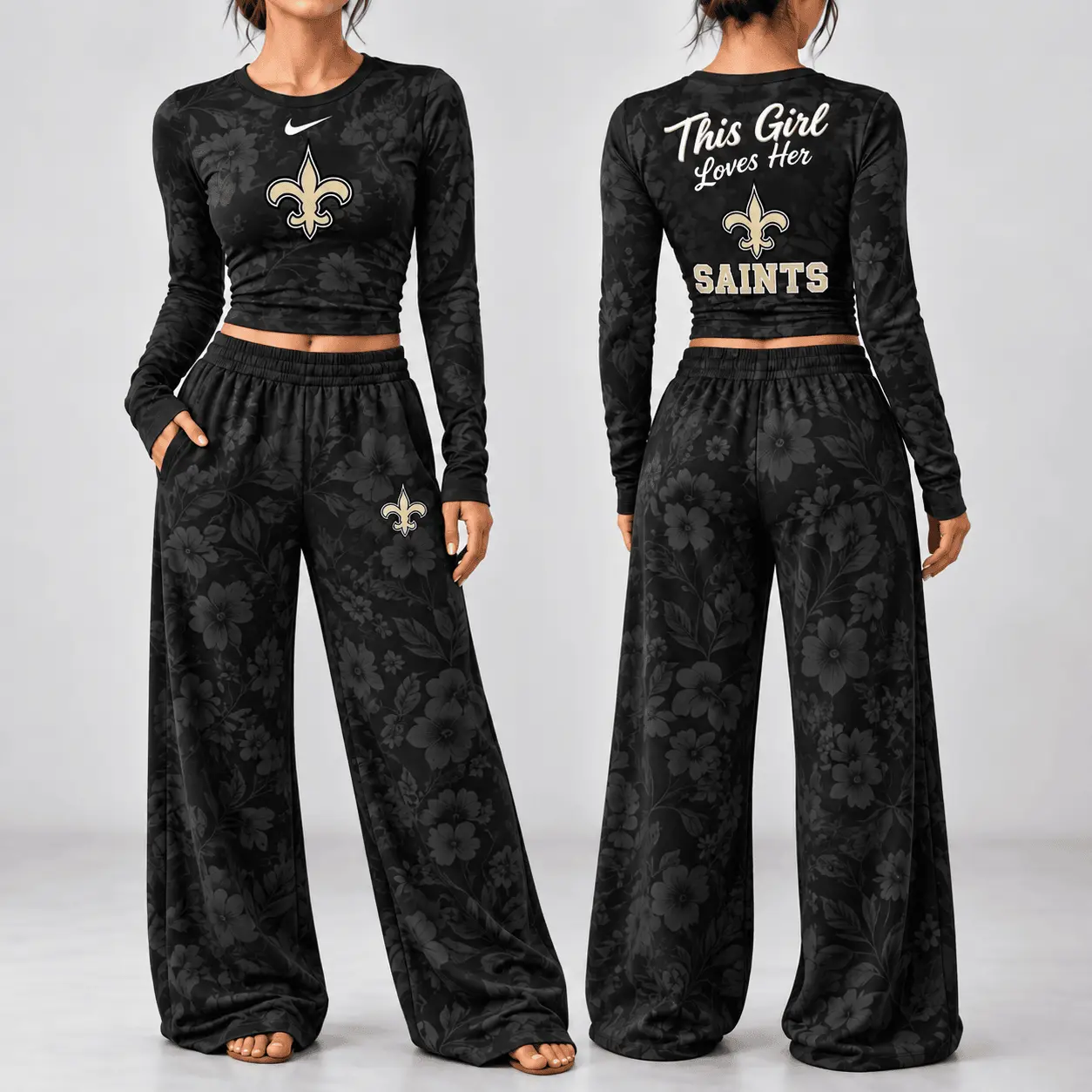 New Orleans Saints | Premium NFL Game Day Bloom Long Sleeve Shirt & Pants Set TD