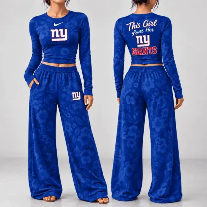 New York Giants | Premium NFL Game Day Bloom Long Sleeve Shirt & Pants Set TD
