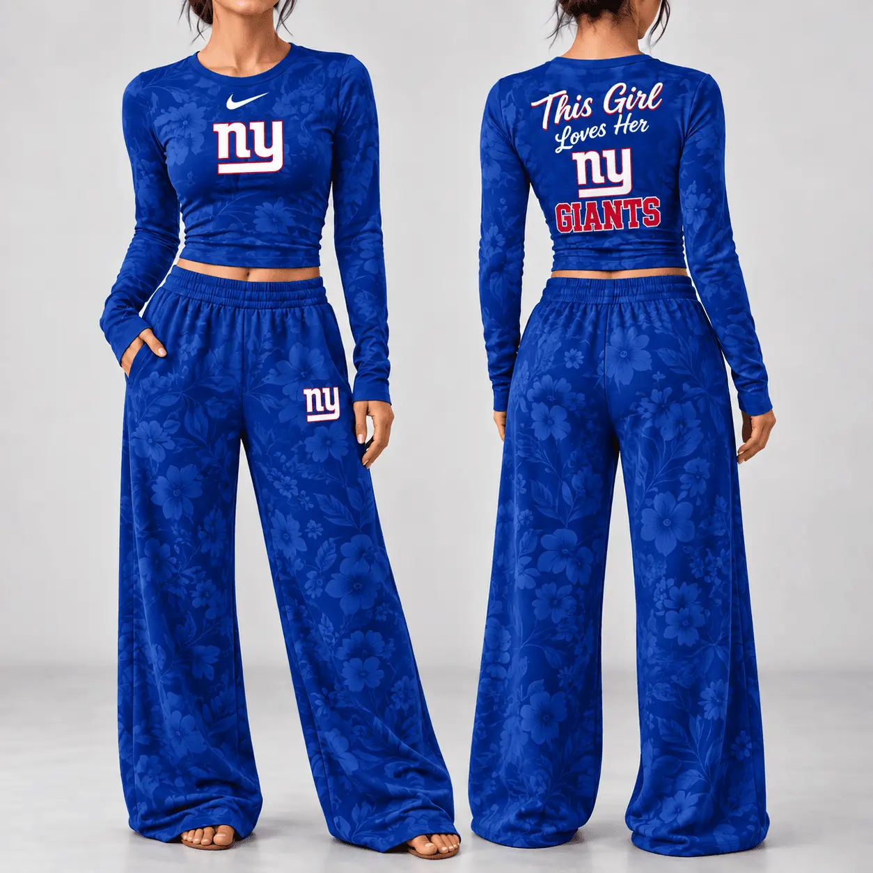 New York Giants | Premium NFL Game Day Bloom Long Sleeve Shirt & Pants Set TD