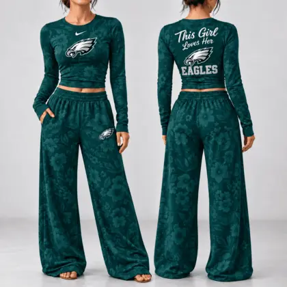 Philadelphia Eagles | Premium NFL Game Day Bloom Long Sleeve Shirt & Pants Set TD