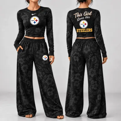 Pittsburgh Steelers | Premium NFL Game Day Bloom Long Sleeve Shirt & Pants Set TD
