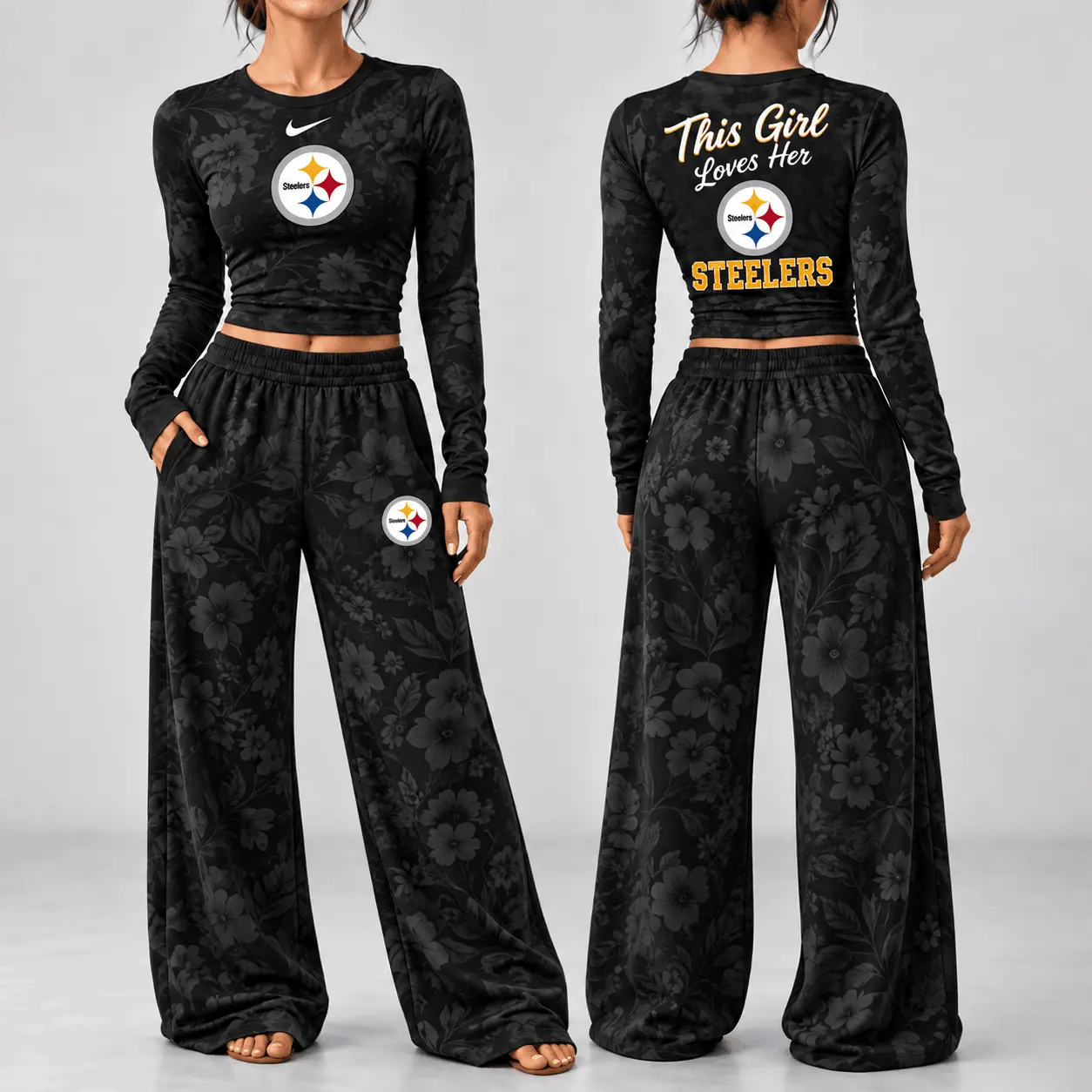 Pittsburgh Steelers | Premium NFL Game Day Bloom Long Sleeve Shirt & Pants Set TD