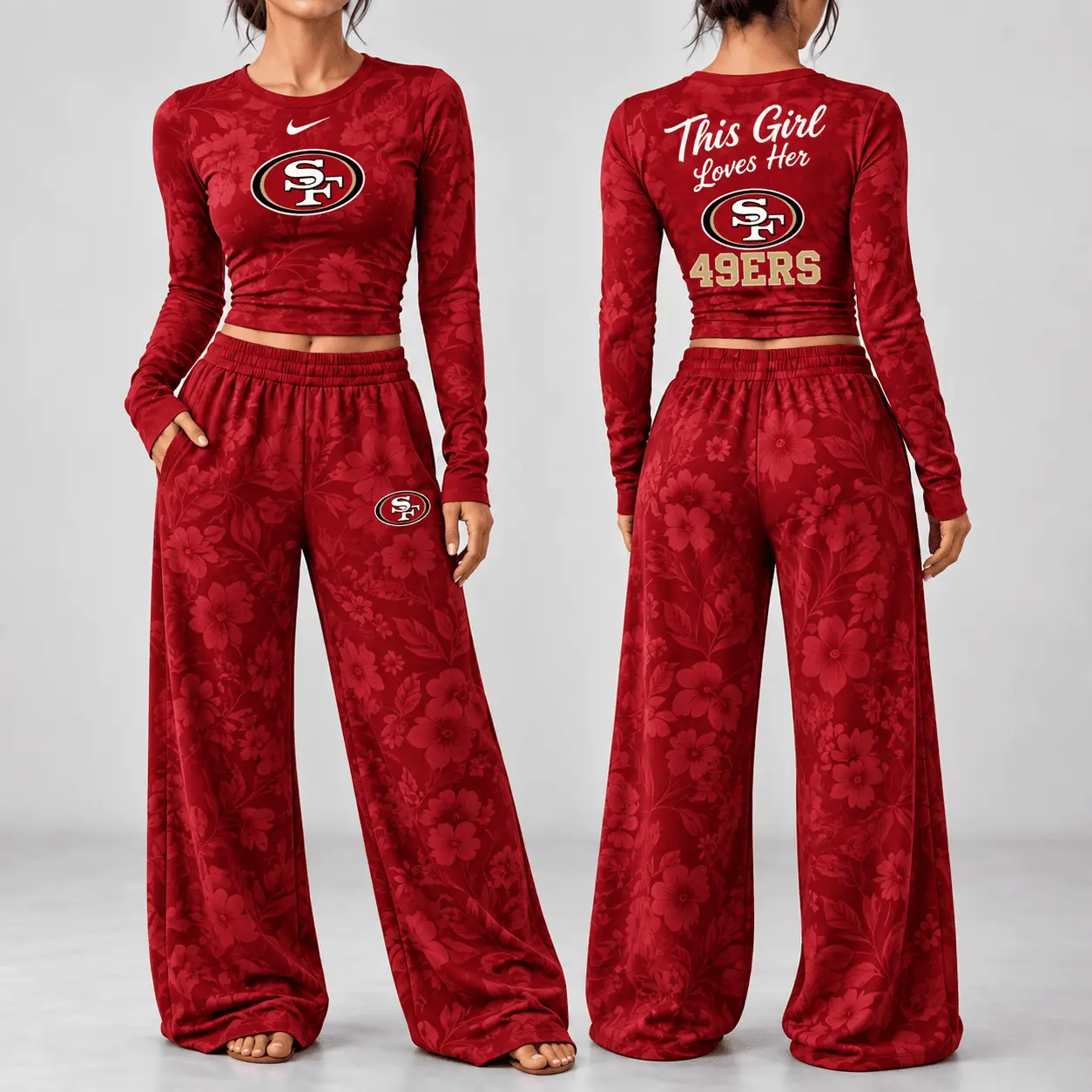 San Francisco 49ers | Premium NFL Game Day Bloom Long Sleeve Shirt & Pants Set TD