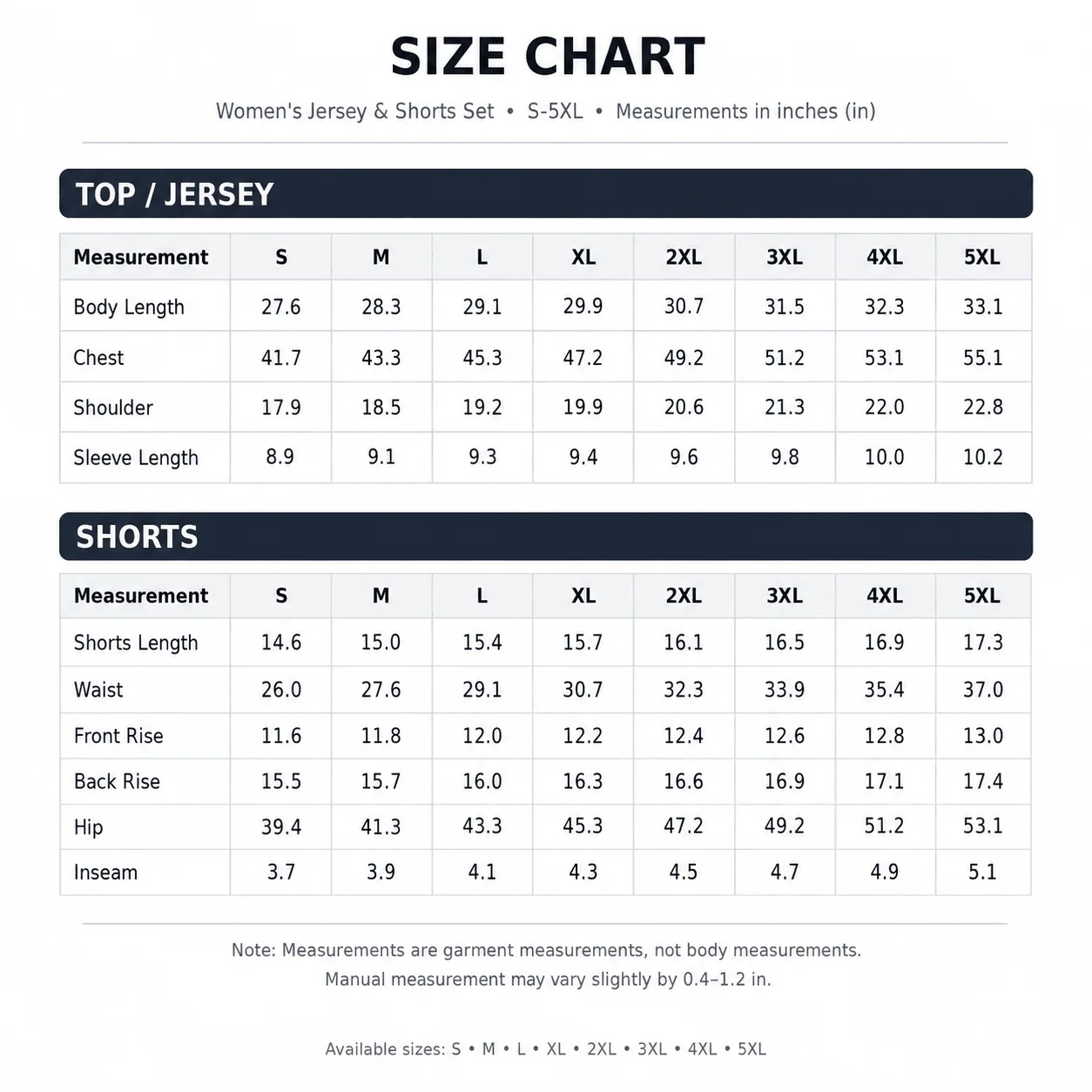 Size chart