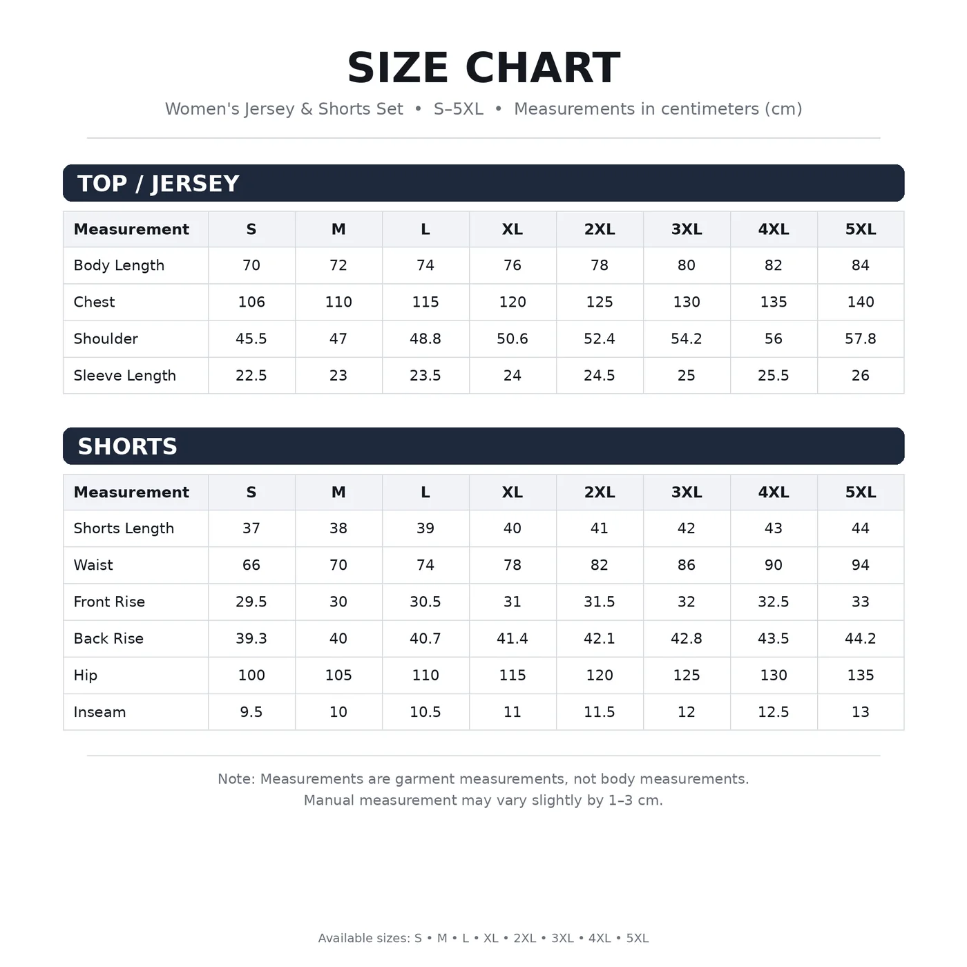 Size chart